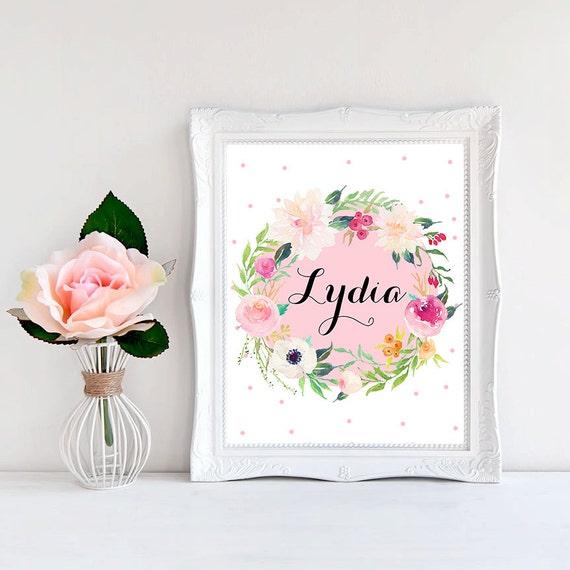 Baby namen wand dekor rosa kinderzimmer von wordsandconfetti
