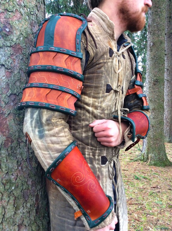 Lamellar Celtic Pauldron Hardened Leather Armor by ProjectArmory