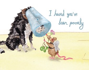 Get well soon! Card, Dog and mouse