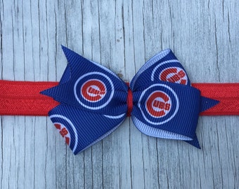 Chicago Cubs Hair Bow // Baby Headband // Toddler Clip // Baseball // MLB // Go Cubs Go! // Cubbies Hair Bow // Cubs Headband // Fly the W