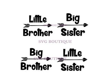 Little Brother SVG, Big Brother SVG, Big Sister, Little Sister, Vector, Cutting File, PNG, Cricut, Silhouette, Cut Files, Iron On, dfx