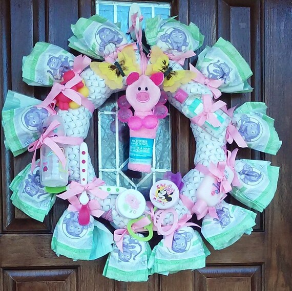 Baby Girl Diaper WreathTwelve Luvs by TeesWonderfulWreaths on Etsy