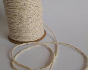COTTON TWINE Decorative Rope String 10 Meters, Ivory and Silver, Floral Supplies, Craft Rope