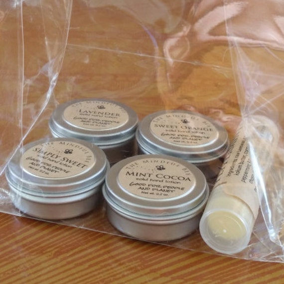 Gift Bag Hand Lotion Sampler and Lip Balm by TheMindfulBee