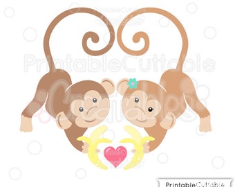 Love Monkeys SVG Cut File & Clipart - Includes Limited Commercial Use!