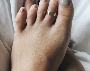 5mm gold plated cuff toe ring, Gold plated plain toe ring, Minimal gold toe ring, Minimalist jewellery, Classic toe ring (TR50)
