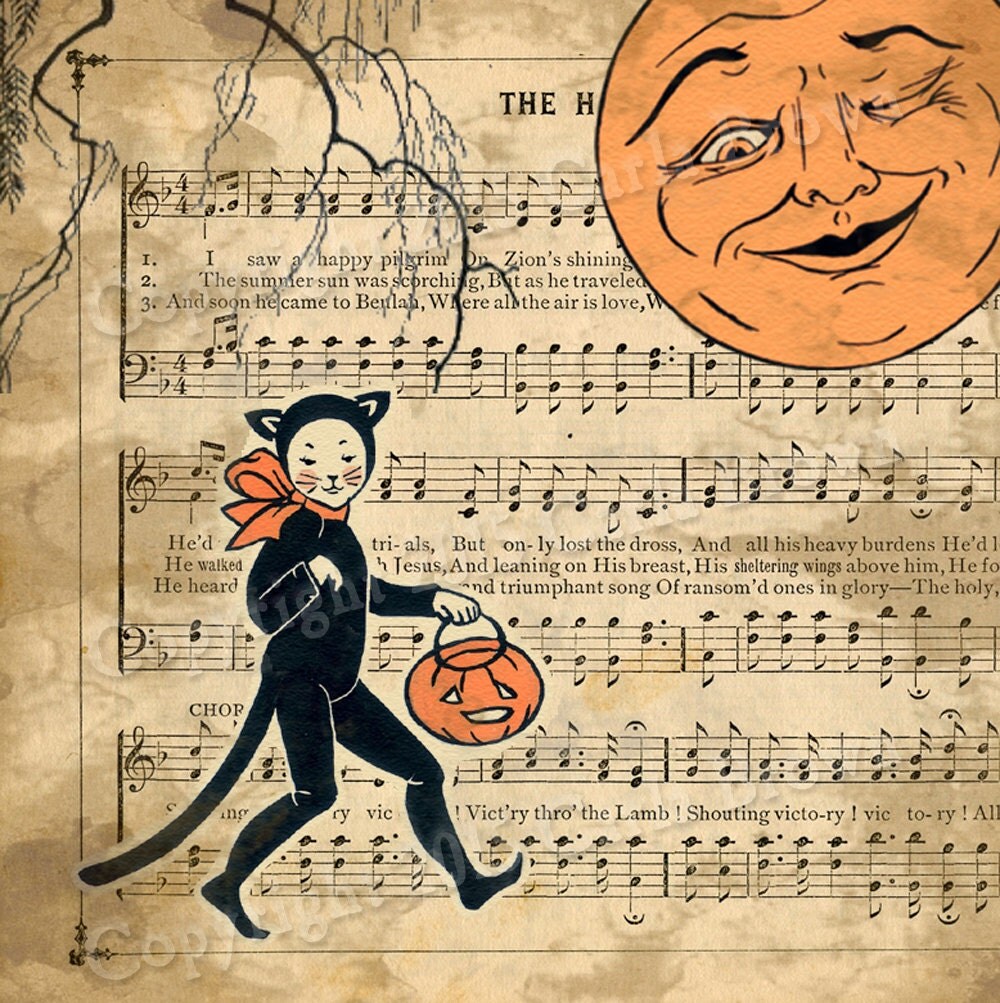 Vintage Style Halloween Clip Art Trick or Treater Download