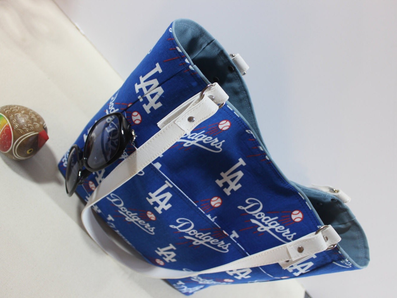 Los Angeles Dodgers Blue/White tote purse travel by NuchyHandmade