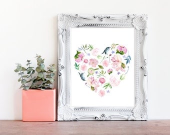 Pink Floral Nursery Print- Blush Pink Flower Print- Little Girls Room Flower Art- Gift for Little Girl- Christmas Gift for Girls- Girls Room
