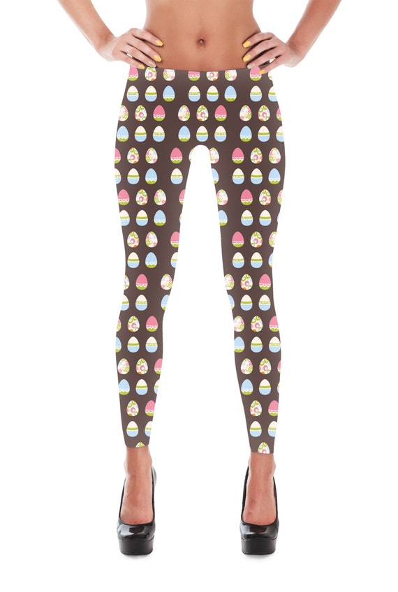 Easter Egg print Leggings Easter Leggings Yoga by SkylitApparel