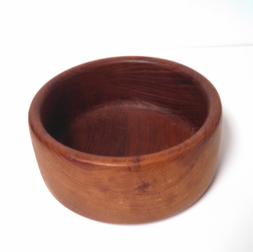 Dark Wood 6 inch Round Bowl Vintage Wood Serving Bowl Retro
