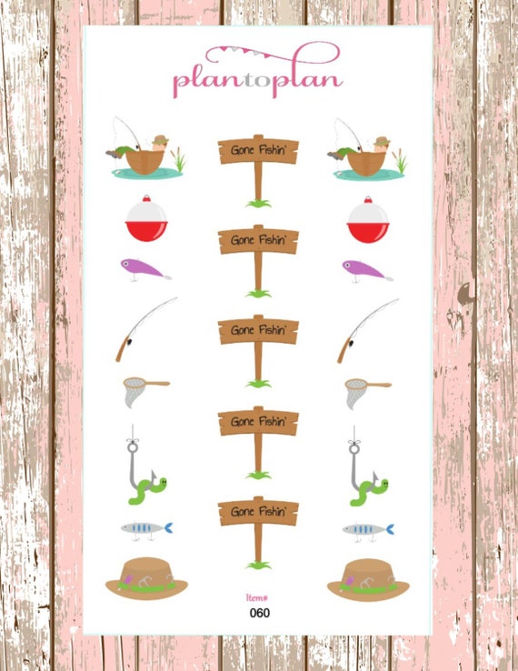 06021 Gone Fishing Planner Stickers by PlanToPlan on Etsy