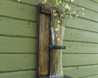 Rustic Wall Sconce. Wood Wall Sconce. Wall Vase Sconce. Vase Sconce. Flower Vase. Farmhouse Decor. Shabby Chic. Wood Sconces. Flower Sconce