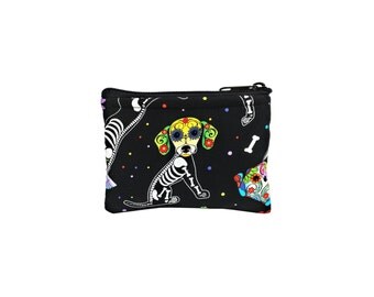 Day of the Dead Pups Coin Bag // Change Purse // Pouch // Dia De Los Muertos // Sugar Skulls // Calaveras