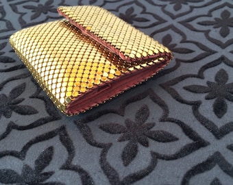 Vintage Whiting and Davis Wallet, Gold Mesh, 1960's Style, Compact Dress Wallet, Gift for Her, Christmas Gift, Birthday Gift,