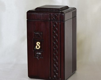 Handmade and Hand Carved Wooden Pet Urn. Size - Large.