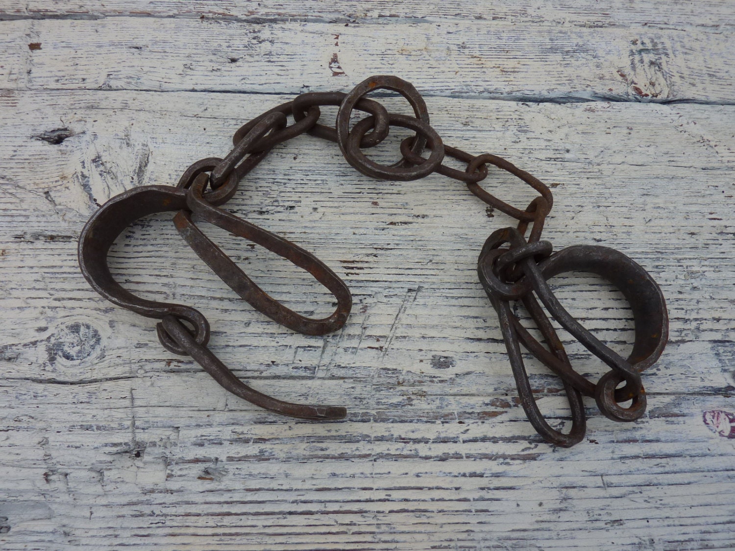 Antique Iron Shackles Hand Forged Hand Cuffs Foot Cuffs Hobble