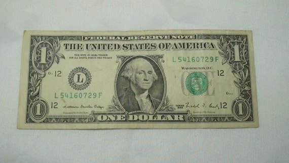 1988 One Dollar Bill Federal Reserve Note collectible