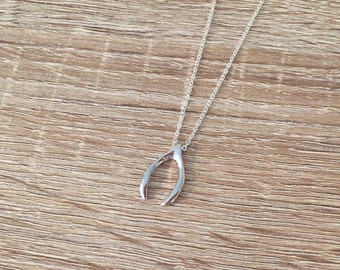 Wishbone Necklace, Lucky Charm Jewelry, Wishbone Jewelry, Good Luck Pendant, Wishbone Pendant, Lucky Pendant, Friendship Gift, Silver Plated