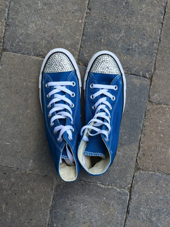 SALE Women's size 7 Cyan Blue High Top Bling Converse