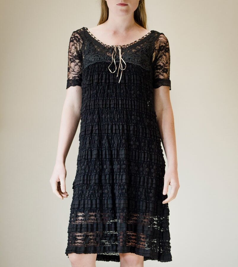 Black lace babydoll dress sheer dress boho dress evening