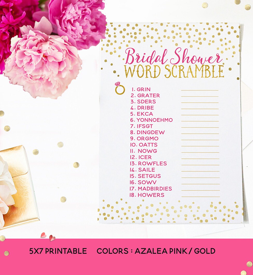 Bridal Shower Word Scramble Printable Printable Bridal