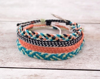 Surfer Bracelet or Anklet, Braided Bracelet or Anklet, Friendship Bracelet, Waterproof Wax Cord, Boho Anklet, Stacking Bracelets, Flat Braid