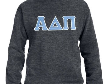 Alpha Delta Pi Sweatshirt . Crew . Custom Stitched Greek Letters