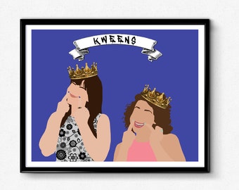 Broad City Kweens Poster- Abbi and Ilana Minimalist Print, Yas Kween