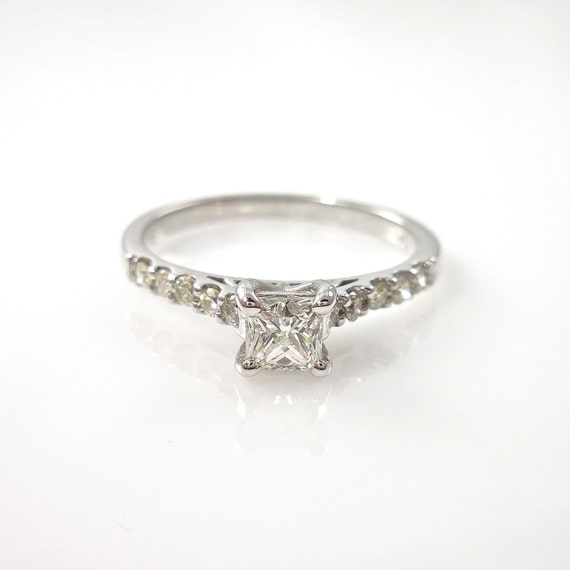 Princess Cut Diamond Engagement Ring Half Carat Pave