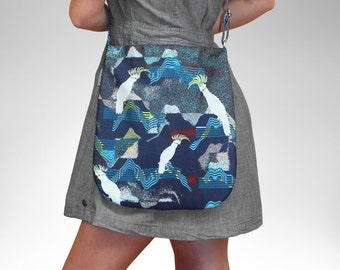 Sale - Cockatoo Print Canvas Tote, Messenger bag or Handbag - Great birthday gift