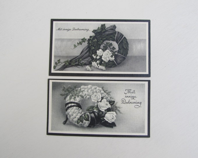 Mourning postcard, Vintage Dutch In Memoriam card, death remembrance postcard, post mortem collectible, momento mori funeral condolence card