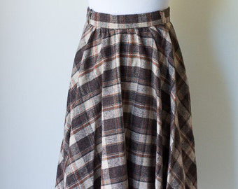 Vintage Late 60s wool plaid fall skirt