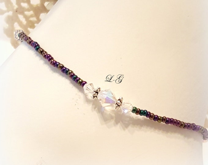 Rainbow Iris Crystal Anklet, Ladies Anklet, Bohemian Anklet, Ankle Bracelet
