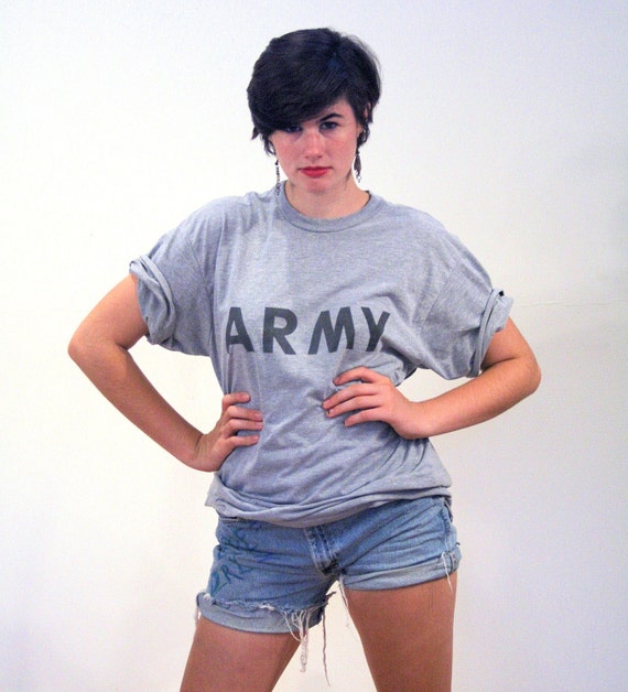 90s Vintage Army Tshirt Army PT Shirt Grunge Tee Army