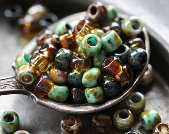 SEASIDE SEEDS .. 100 Picasso Czech Glass Seed Bead Mix Size 6/0 (4451-100)