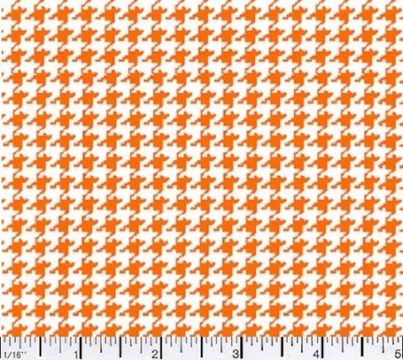 Orange Houndstooth Mini Print Fabric By The Yard Cotton