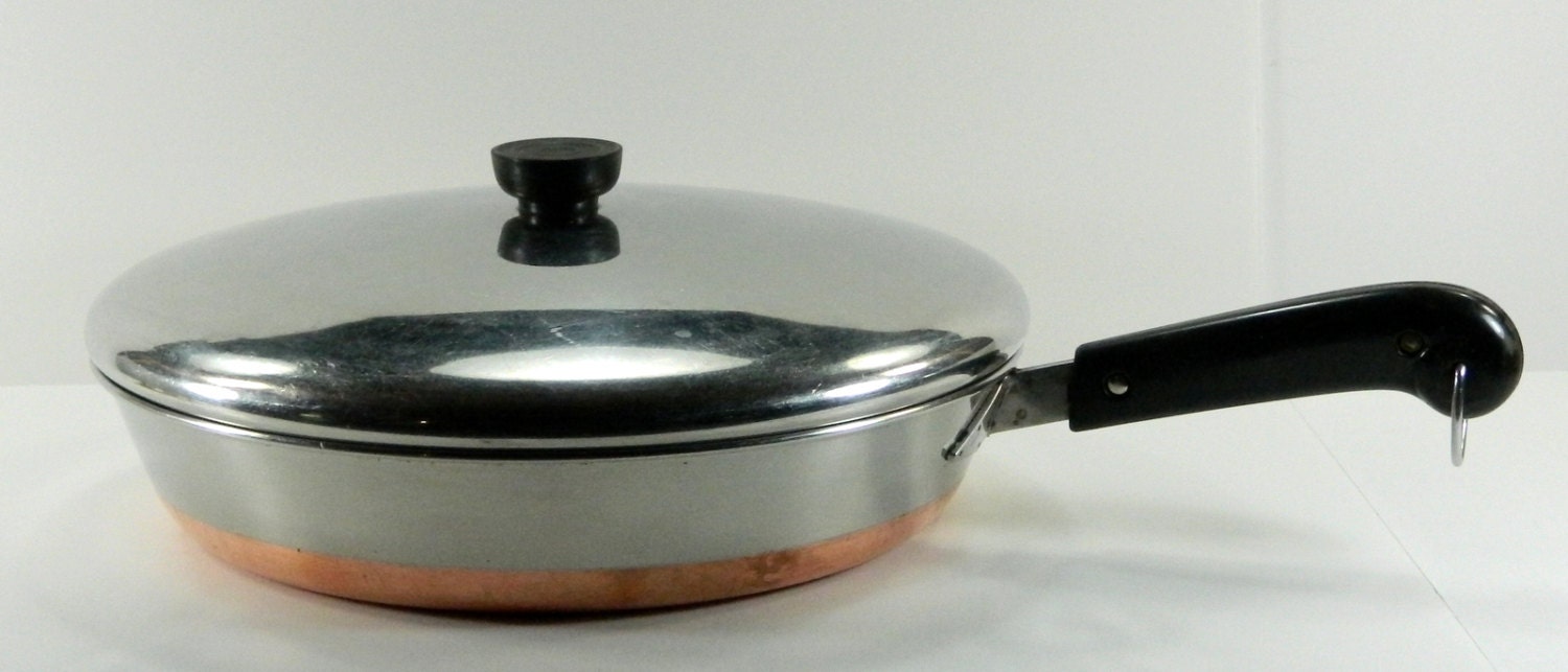 Revere Ware 12 Frying Pan with Lid Vintage Copper Clad