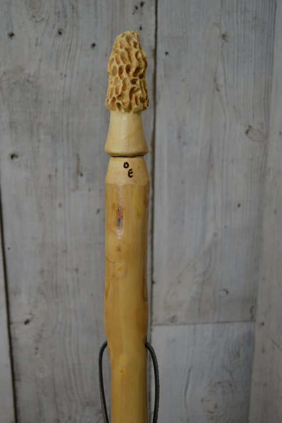 Walking Stick Morel Mushroom Carving Functional Art Hand