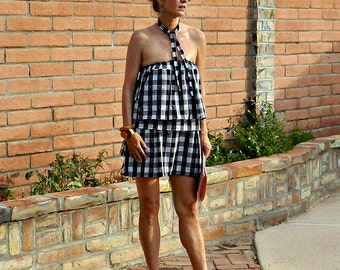 Sexy Dress-Cocktail Dress-Party Dress-Evening Dress-Wedding Guest Dress-Special Occasion Dresses-Womens Clothing-Gingham Style-XS-XL