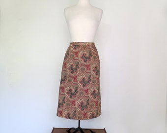 PAISLEY // high waisted bohemian paisley mid length skirt