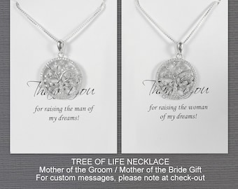 Tree of Life Necklace, Mother of the Groom Gift, Mother of the Bride Gift Necklace, Gift for Mom, Sterling Silver Tree of Life Necklace