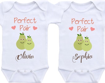 Perfect Pair Twin Onesies Twin Matching Outfits Twin Baby shower gifts Twin Bodysuits,Twin baby onesies,Twin Outfits, Personalized name