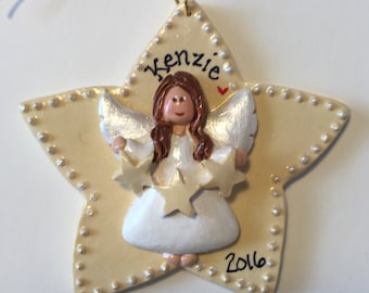 Personalized Star Angel Ornament/ angel / heaven / religious/ custom personalizing /Girl/ children's ornament