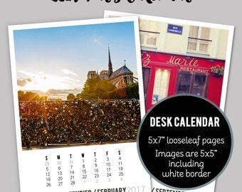CLEARANCE SALE 2017 Paris Photo Calendar, 2017 France Desk Calendar, Paris Decor, 2017 Calendar - Loose-leaf Paper Goods Desk Calendar (5x7)