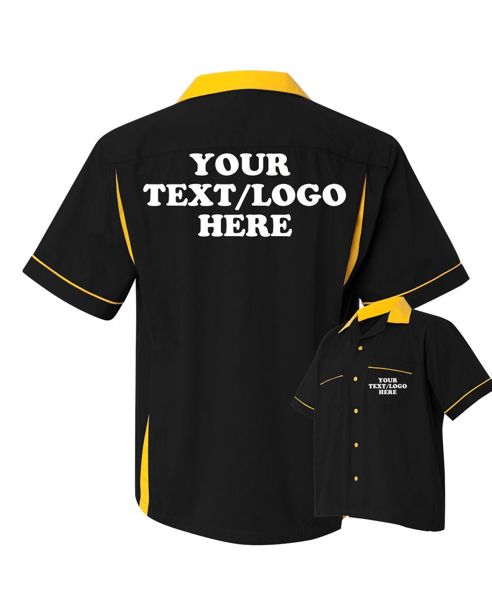 Custom Made Hilton HP2244 Gold & Black Bowling Shirt with