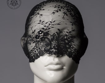 Lace mask / Versatile black lace mask / full face lace veil or half mask or lace turban headband / Pseudo blindfold