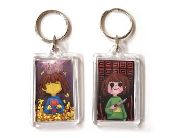 Frisk and Chara Double Sided Undertale Keychain