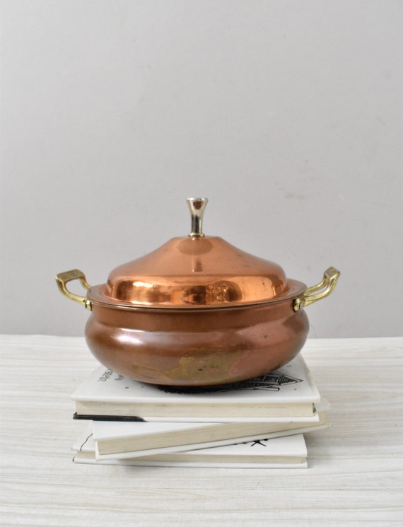 SALE / vintage copper cooking pot with handles / boiling pot