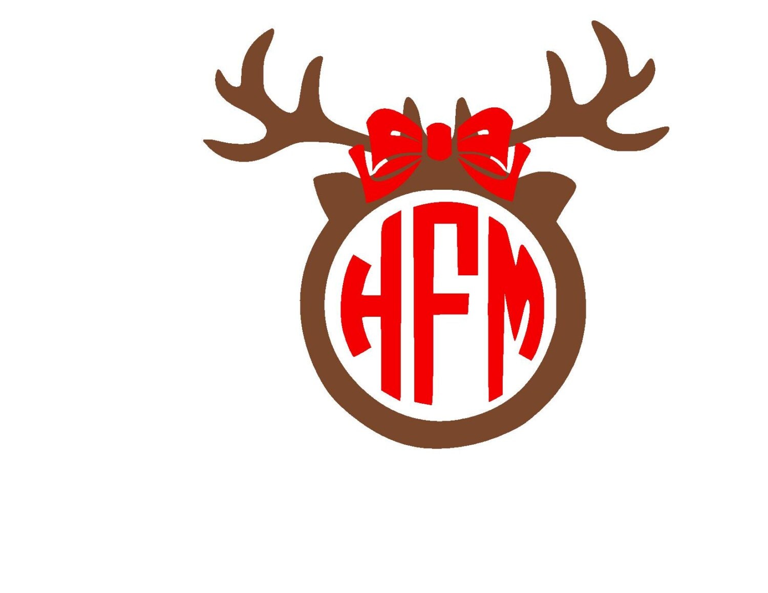 Download Christmas Reindeer Antlers with Bow Monogram SVG or Silhouette